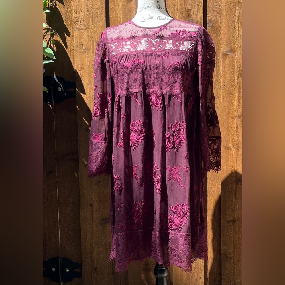 The Kooples Burgundy Lace Mini Cocktail Party Date Night Dress Size S Small NWT